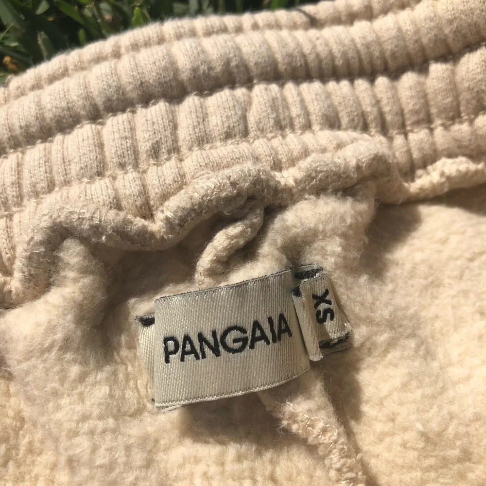 Pangaia cream ivory‎ knit elastic waist text print shorts